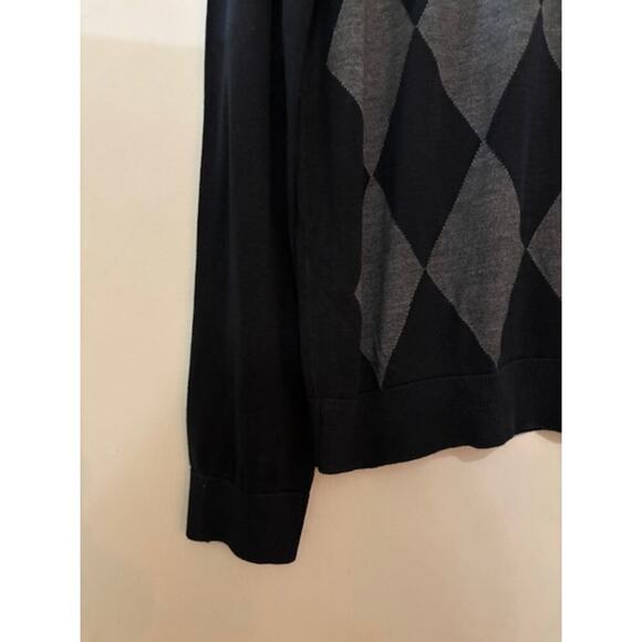 H&H Men's Medium Argyle V-neck Sweater Long Sleeve Pullover Silk Cotton Blend - Picture 3 of 6